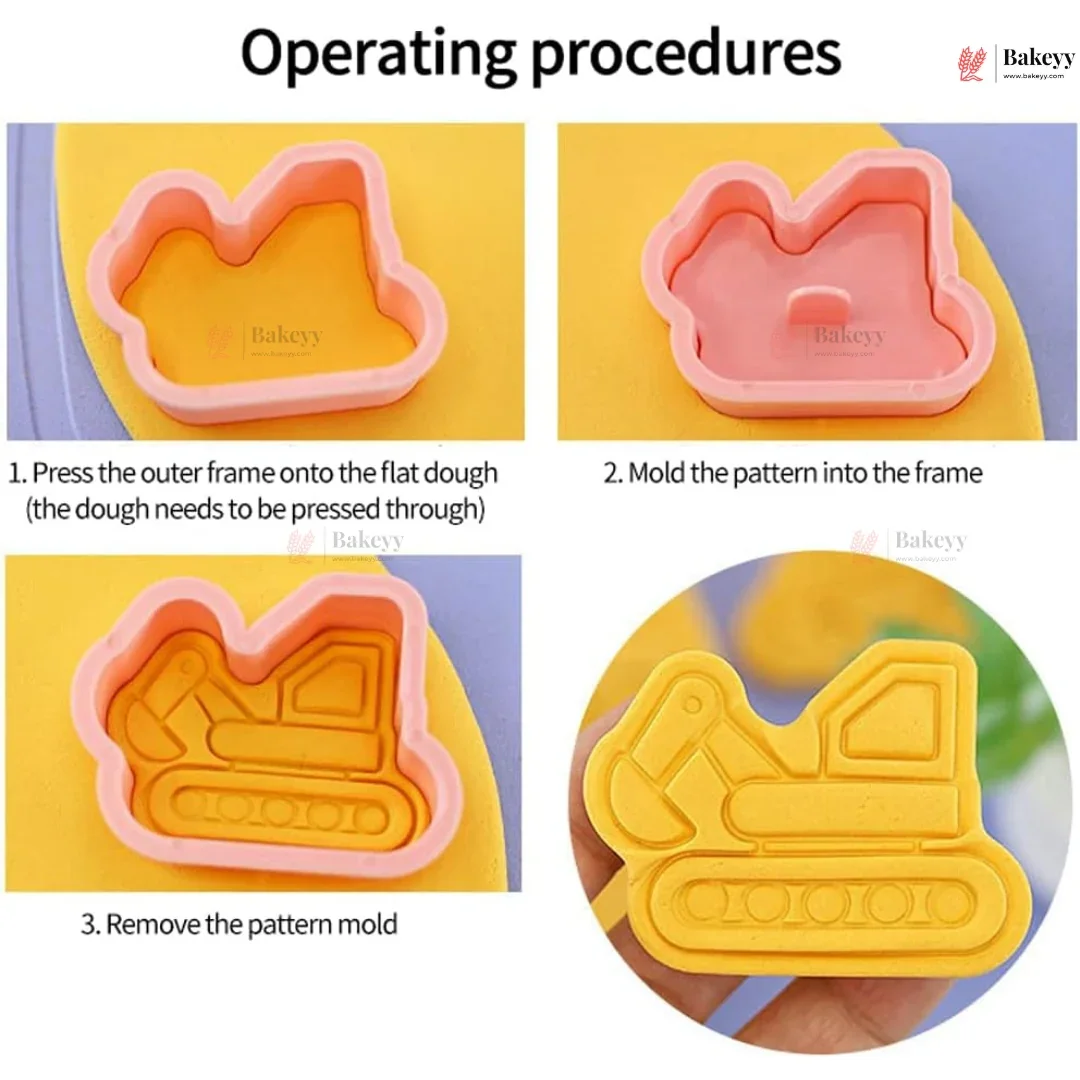 Construction Vehicle Theme Cookie Cutter & Embosser Set | 8 Piece | Pack of 1 - Image 5