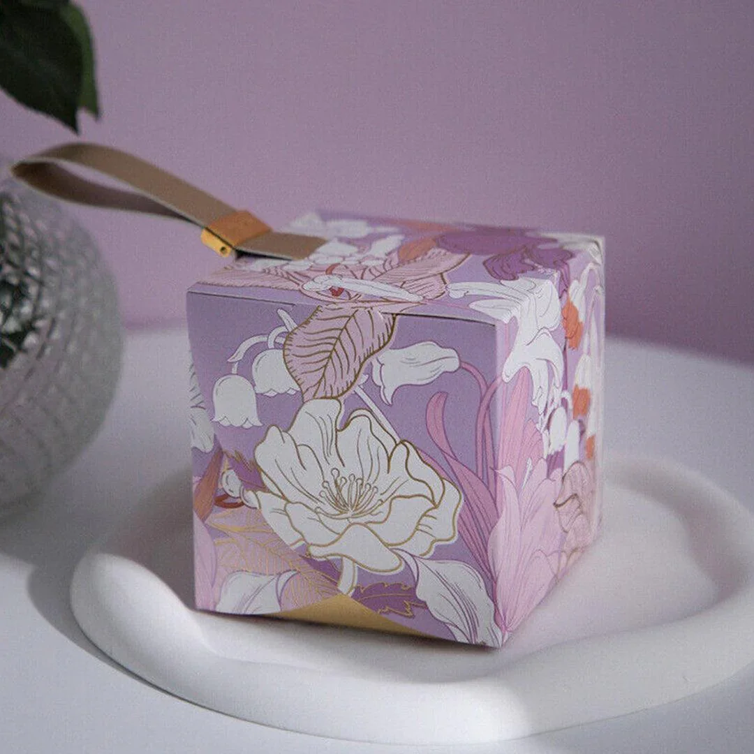 10 Pcs Wedding Cube Party Candy Boxes Bow Candy Box Berry Candy Box Flower Bead Candy Box Birthday Gift Box for Wedding Bridal Shower Birthday Party - Image 3