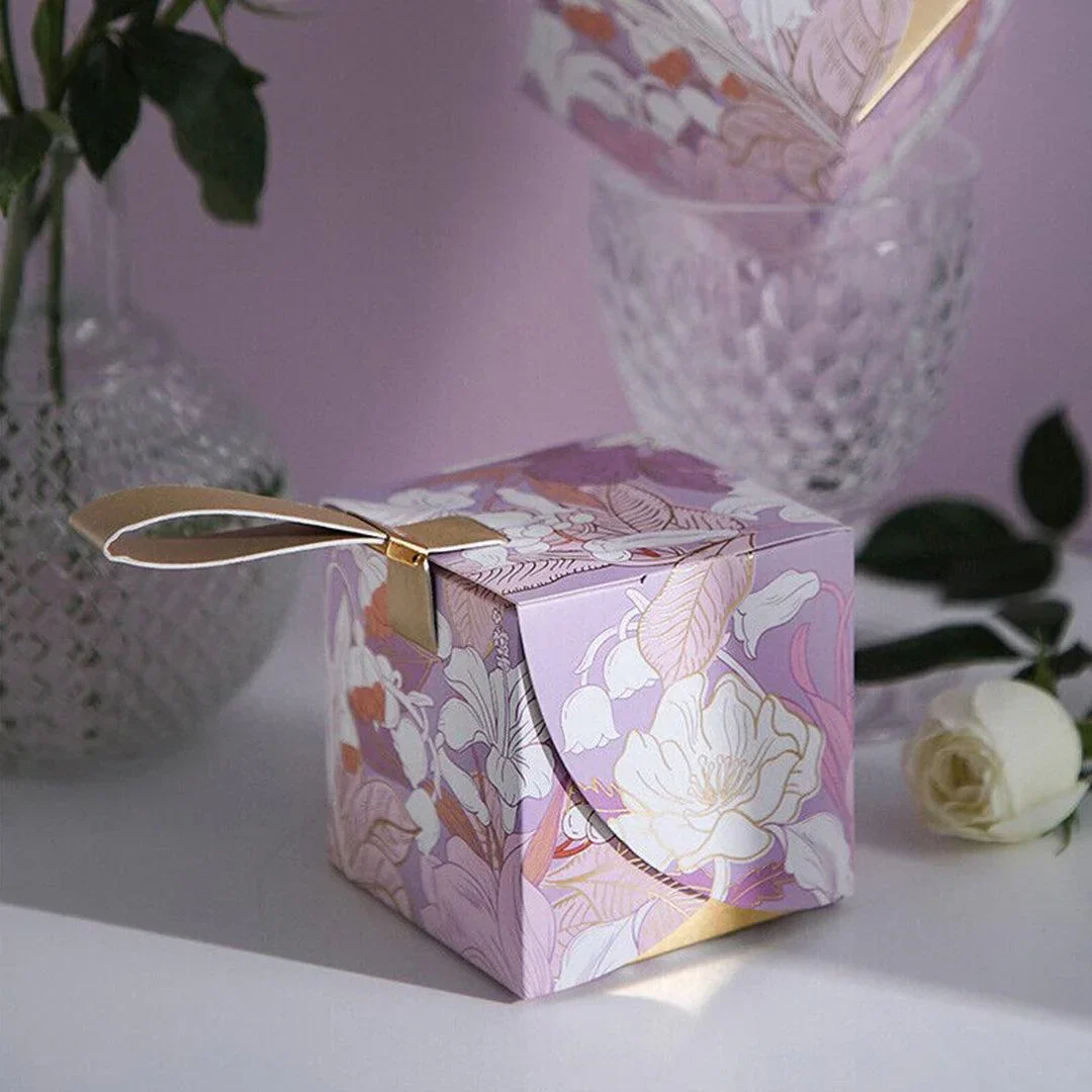 10 Pcs Wedding Cube Party Candy Boxes Bow Candy Box Berry Candy Box Flower Bead Candy Box Birthday Gift Box for Wedding Bridal Shower Birthday Party - Image 5