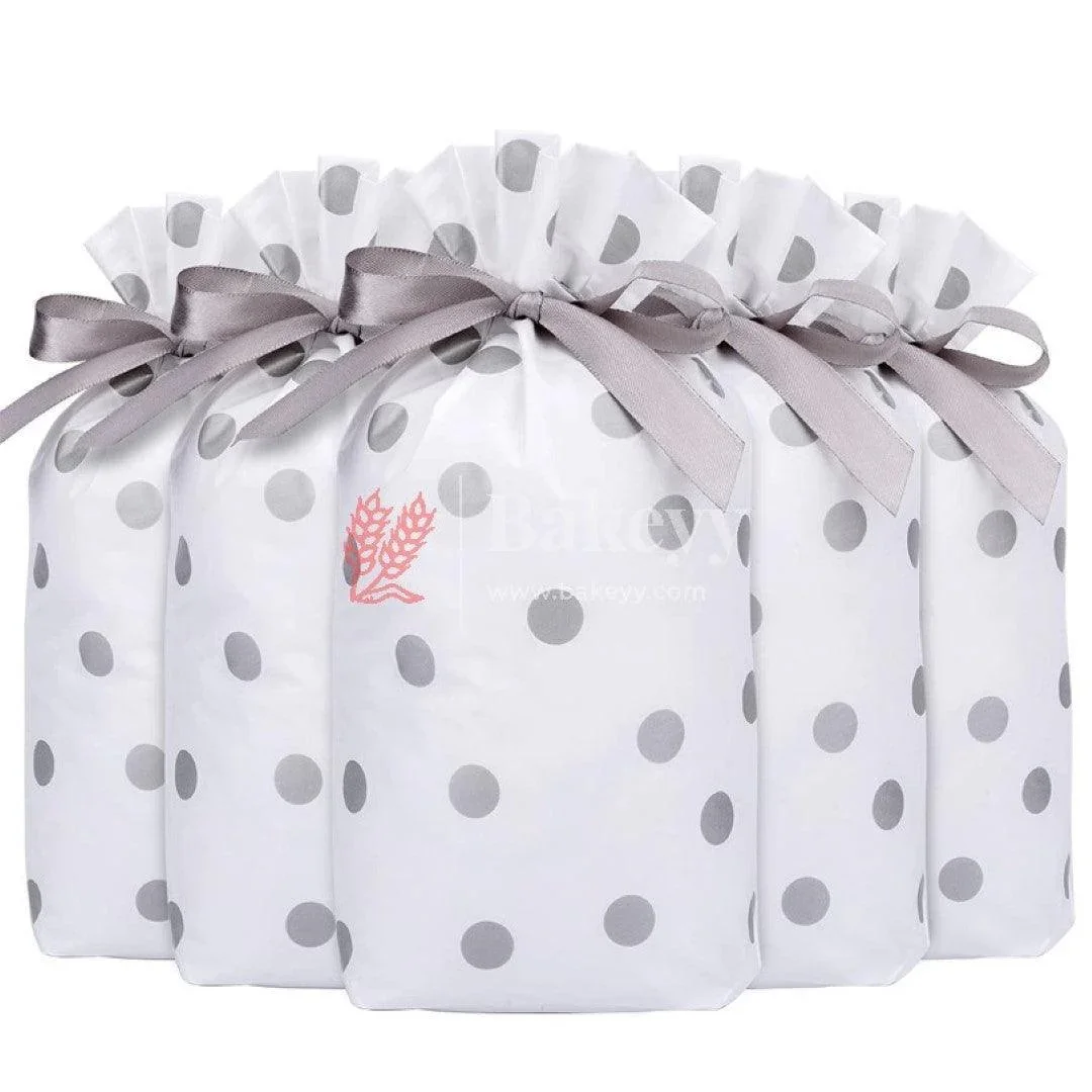 17.5x12cm | Small Silver Big Dots Plastic Stand Up Treat Favor Bags Gift Wrapper Bags for Candy Cookie Chocolate | Pack of 25 - Image 6