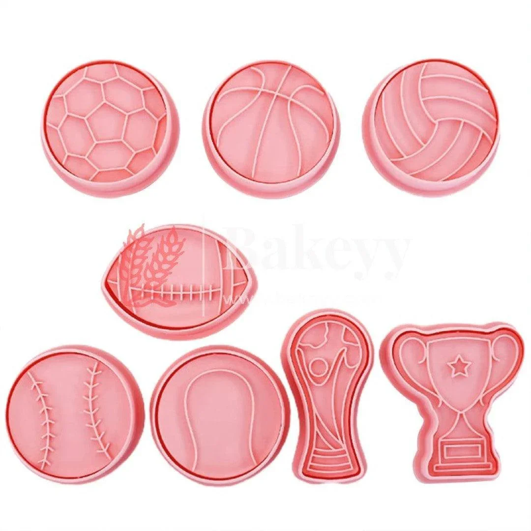8Pcs Biscuit Mould, Non-stick Multi-purpose DIY Cartoon Biscuit Cutter, BPA Free, Football Rugby Cookie Template - Image 5