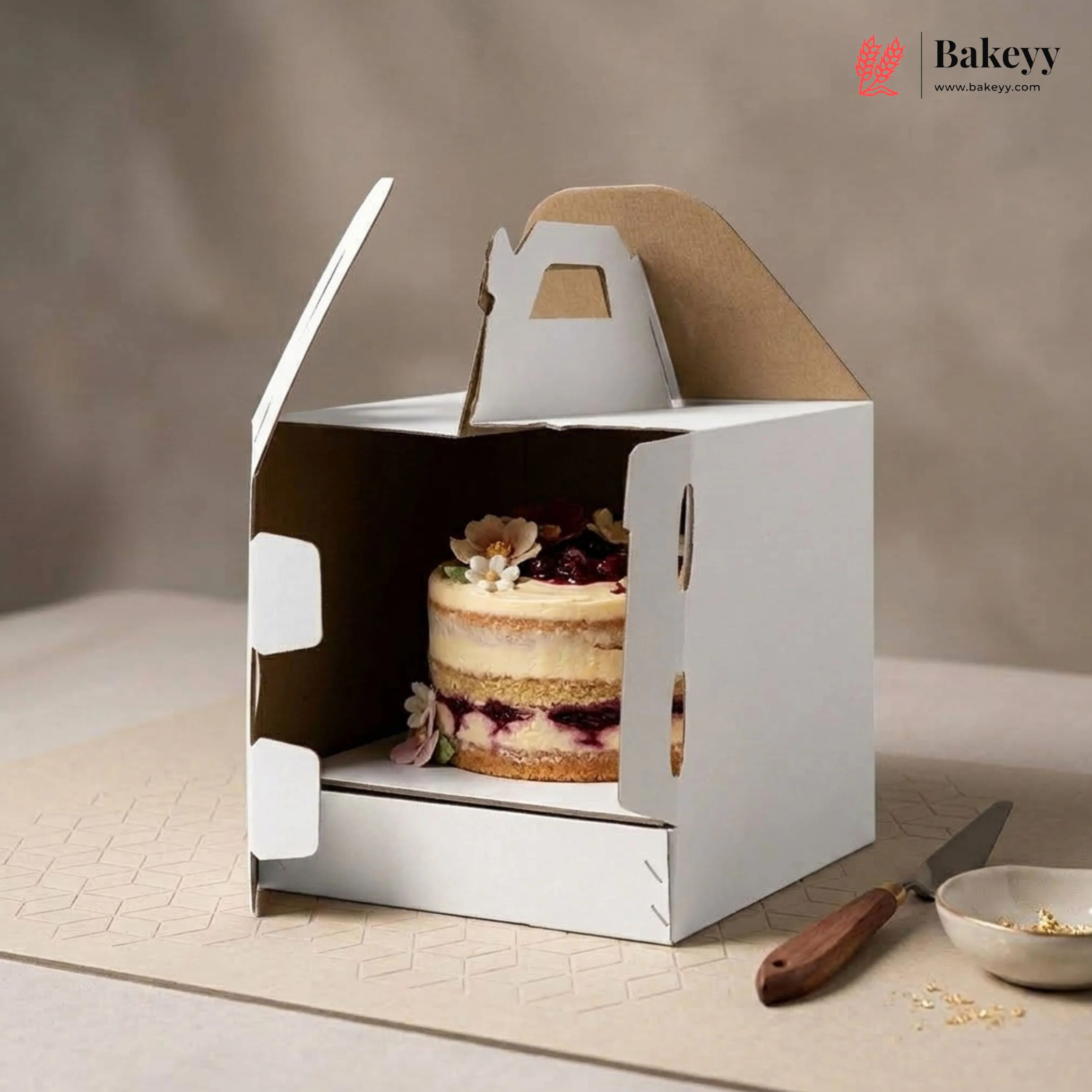 Corrugated Bakery Carry Box with Handle | Secure Cake & Pastry Packaging | Pack of 5 - Image 8