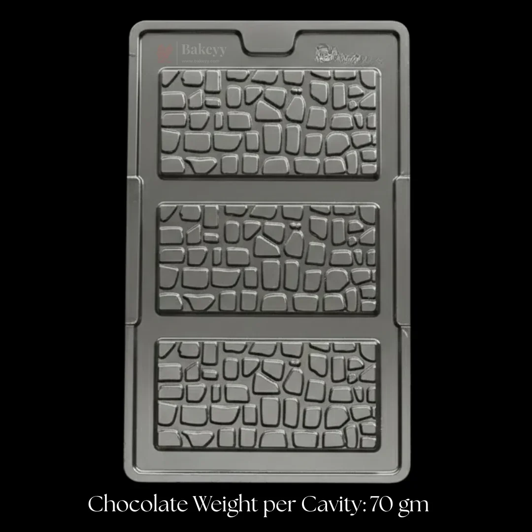 Mould 496-Cracked Stone Bar Chocolate Mould Tray | 3 Cavity | Party Favor Mould | Pack of 1