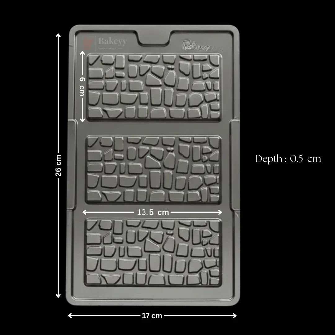 Mould 496-Cracked Stone Bar Chocolate Mould Tray | 3 Cavity | Party Favor Mould | Pack of 1 - Image 2