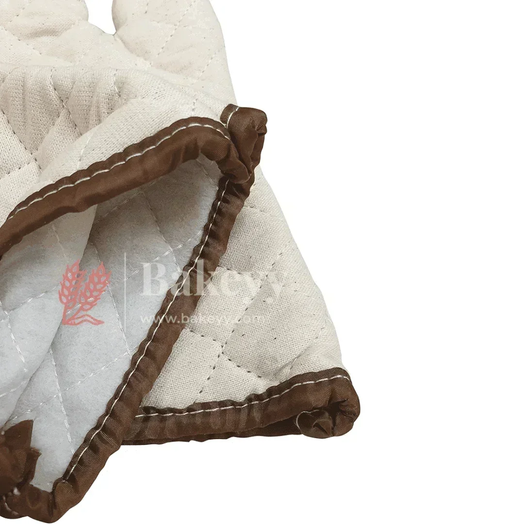 Cream Coated Cotton Fabric Heat-Resistant Oven Gloves for Baking & Kitchen Use - Image 6