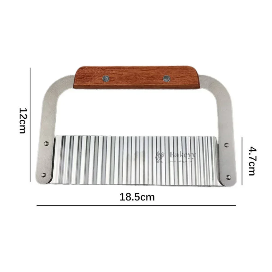 Crinkle Cutter | Wavy Slicer with Wooden Handle | 1 Piece - Image 2