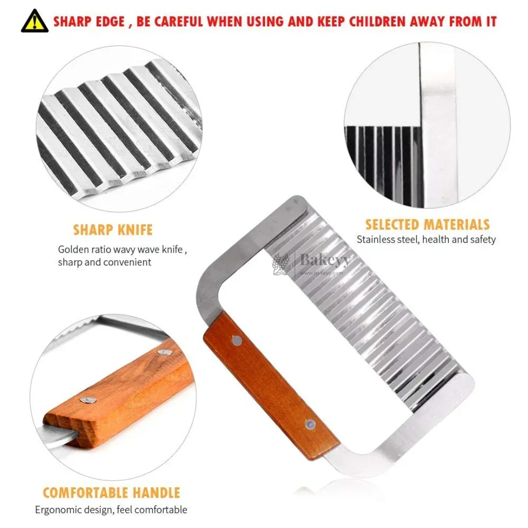 Crinkle Cutter | Wavy Slicer with Wooden Handle | 1 Piece - Image 3