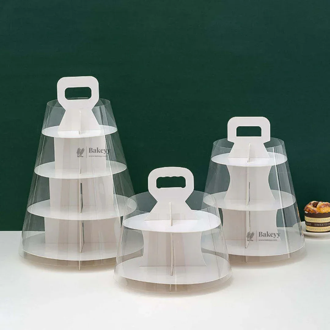 Cupcake Stand With Transparent Dome Cover | 2, 3 and 4 Tier Cupcake Stands | Pack of 1