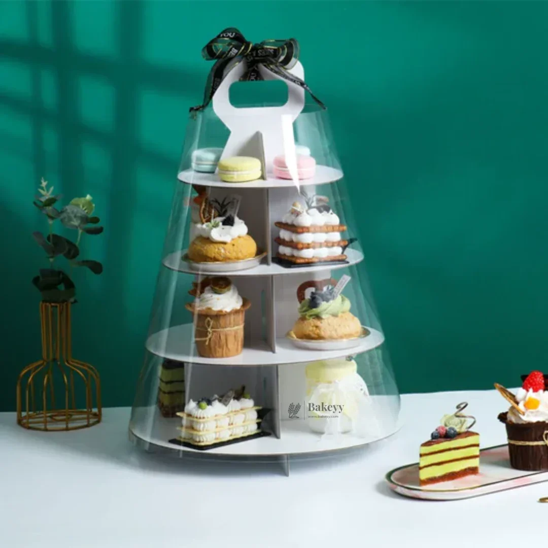 Cupcake Stand With Transparent Dome Cover | 2, 3 and 4 Tier Cupcake Stands | Pack of 1 - Image 2