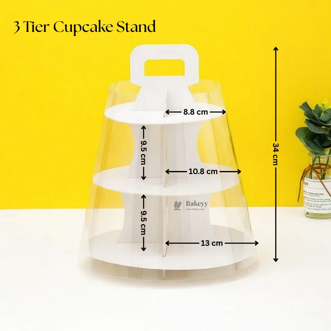 Cupcake Stand With Transparent Dome Cover | 2, 3 and 4 Tier Cupcake Stands | Pack of 1 - Image 7