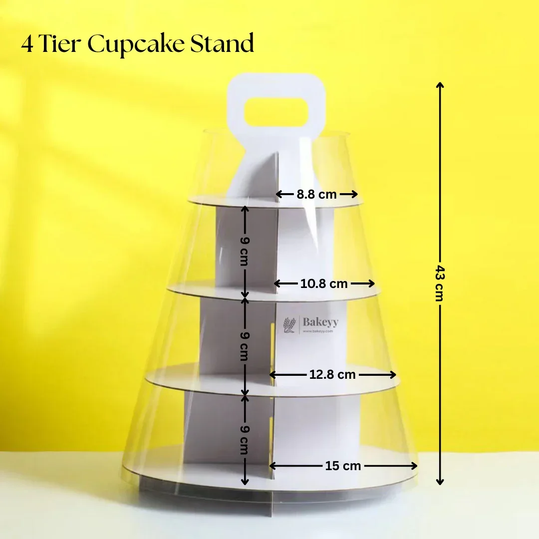 Cupcake Stand With Transparent Dome Cover | 2, 3 and 4 Tier Cupcake Stands | Pack of 1 - Image 8