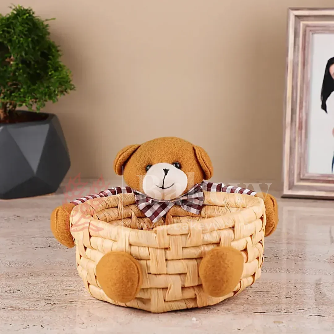Cute Teddy Basket for Gifting, Hampers & Home Décor | Pack of 1 - Image 6