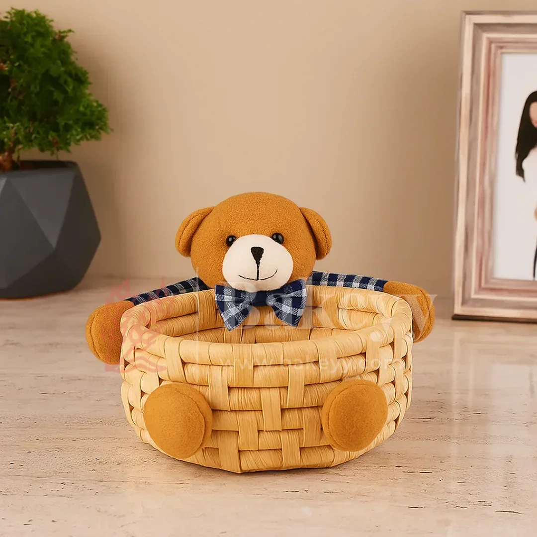 Cute Teddy Basket for Gifting, Hampers & Home Décor | Pack of 1 - Image 7