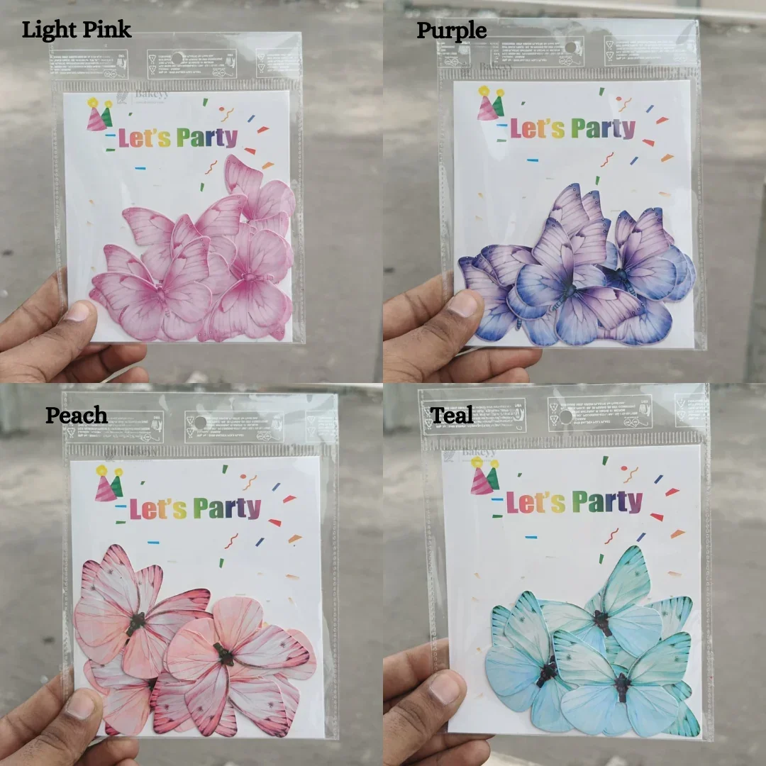 Leaf-Vein Butterfly Cake Toppers | Nature-Inspired Gradient Wing Design | Multiple Color Options Available | Pack of 1 - Image 2
