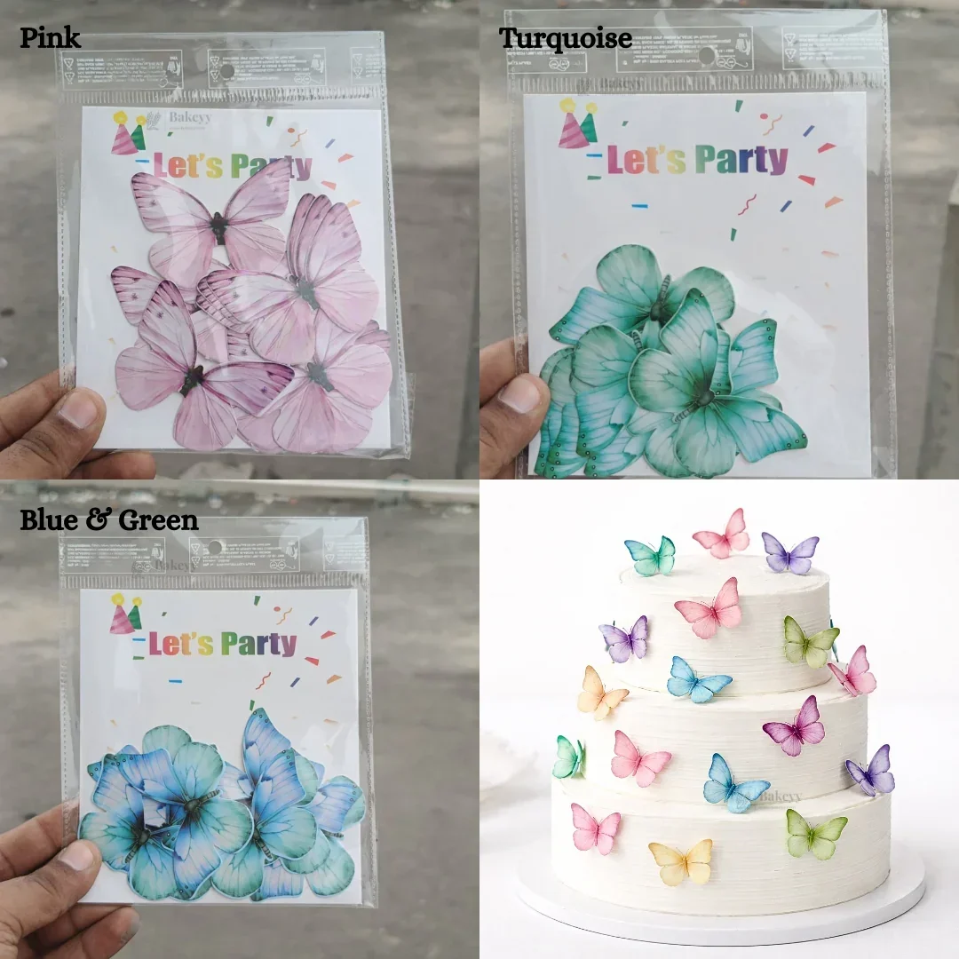 Leaf-Vein Butterfly Cake Toppers | Nature-Inspired Gradient Wing Design | Multiple Color Options Available | Pack of 1 - Image 4