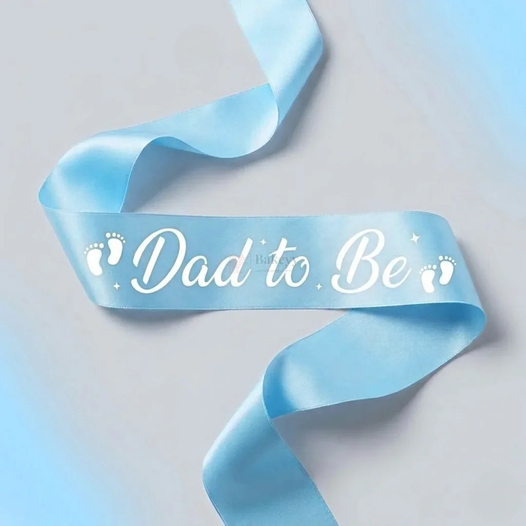 Dad to Be Satin Party Sash Baby Shower Sash with Black Lettering | Pack of 1 - Image 4