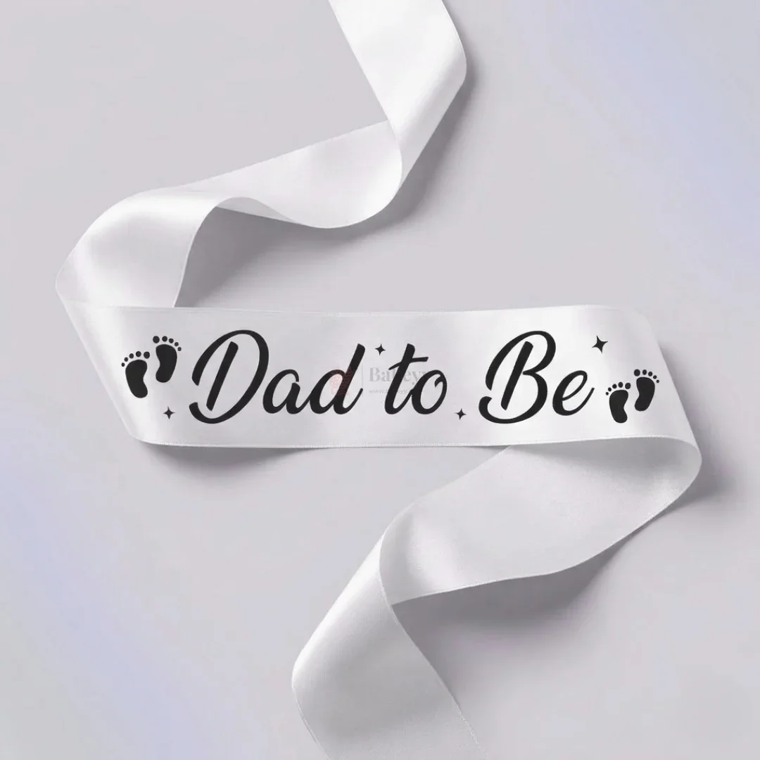 Dad to Be Satin Party Sash Baby Shower Sash with Black Lettering | Pack of 1 - Image 5
