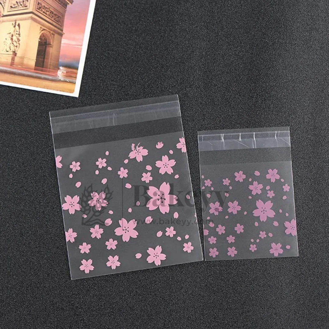 Daisy Flower Cellophane Bags | Pink | Clear Plastic Self Sealing Envelope Crystal Bag | Pack of 100 - Image 4