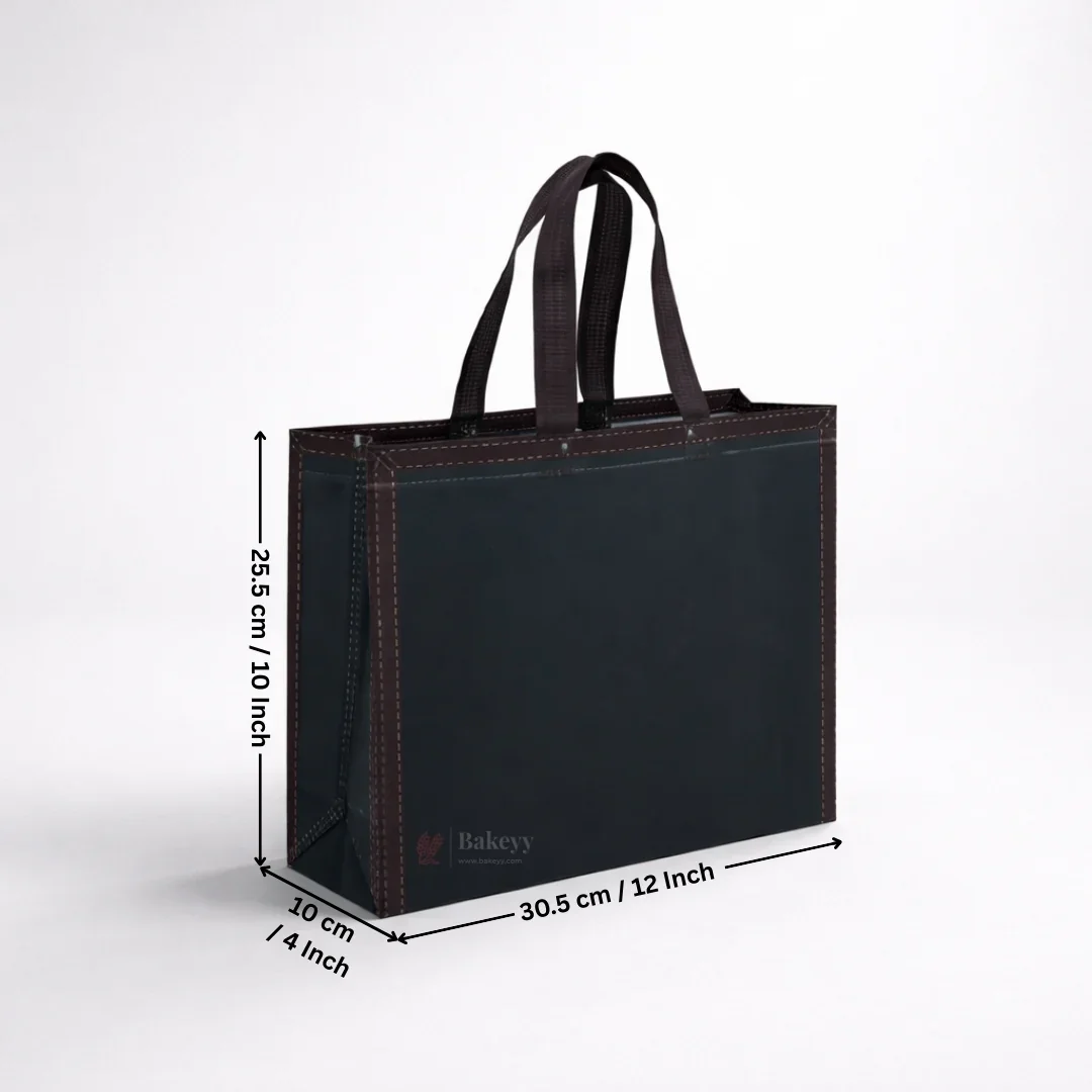 Dark Navy Blue Laminated Carry Bag with Kraft Border Frame | 3 Size Options | Pack of 50 - Image 3