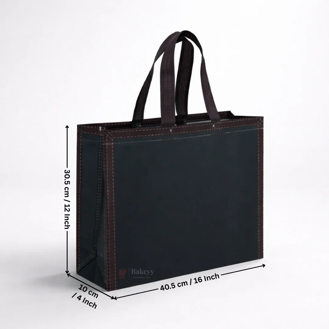 Dark Navy Blue Laminated Carry Bag with Kraft Border Frame | 3 Size Options | Pack of 50 - Image 4
