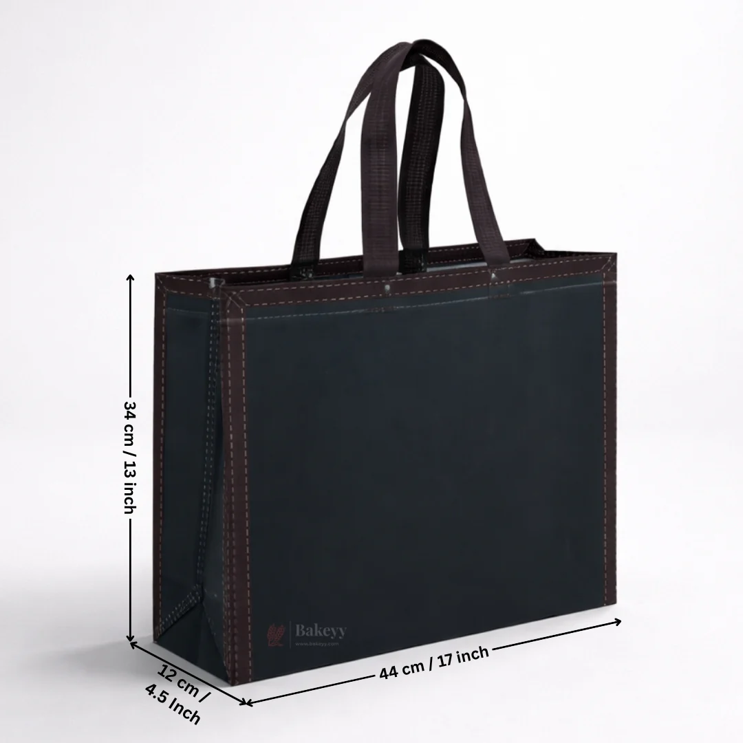 Dark Navy Blue Laminated Carry Bag with Kraft Border Frame | 3 Size Options | Pack of 50 - Image 5