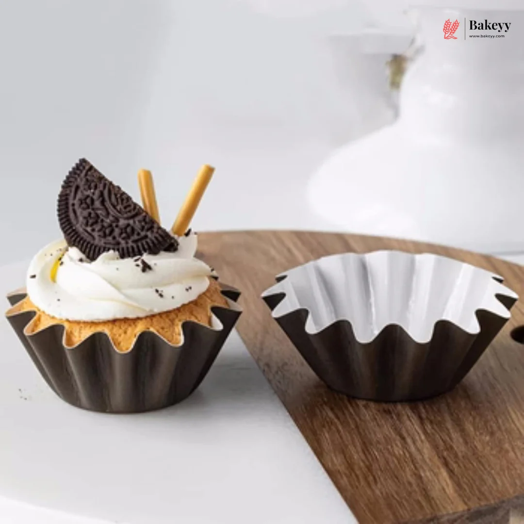 Dark Pink & Brown Matte Bake and Cup Cake Liners| Fluted Paper Dessert Cups | Pack of 100 - Image 4