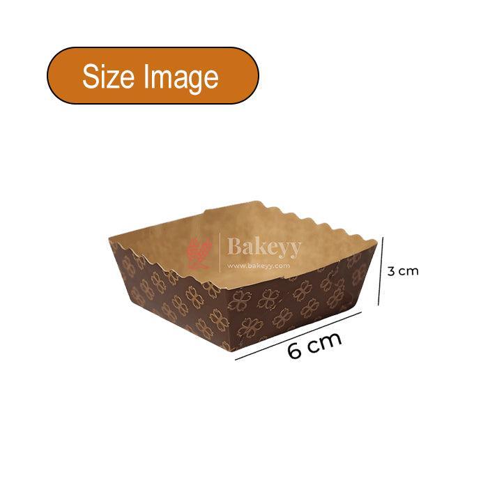 Brownie Bake N Serve Paper Trays | Pack of 50 | Floral Print Square Cups in Red, Blue & Brown for Elegant Baking & Serving - Image 2