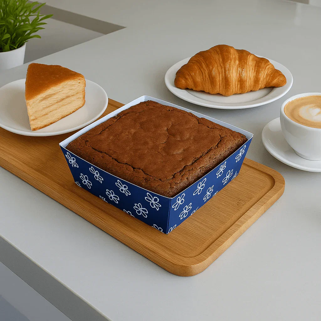 Brownie Bake N Serve Paper Trays | Pack of 50 | Floral Print Square Cups in Red, Blue & Brown for Elegant Baking & Serving - Image 8