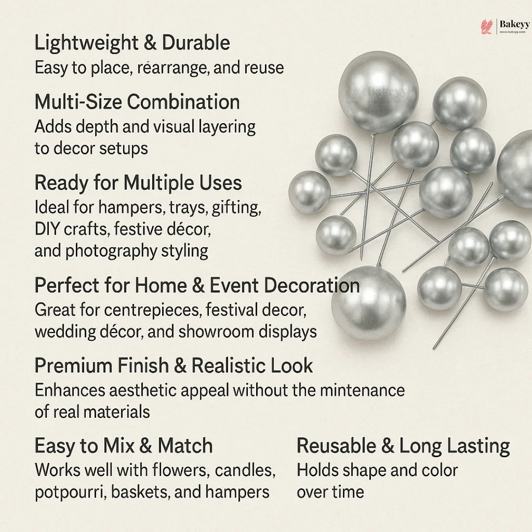 Decorative Faux Balls Cake Topper | Cake Decor | Craft & Décor Fillers | Mixed Sizes | 20 Faux ball Per Pack | Pack of 1 - Image 5