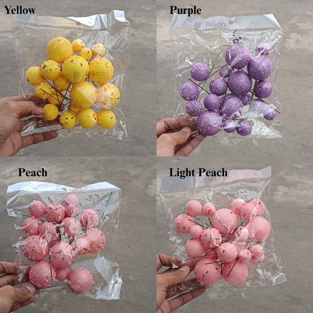 Decorative Faux Sprinkle and Glitter Balls for Cakes and Party Styling | Glitter Faux Balls | Cake Décor | Pack of 20 - Image 3
