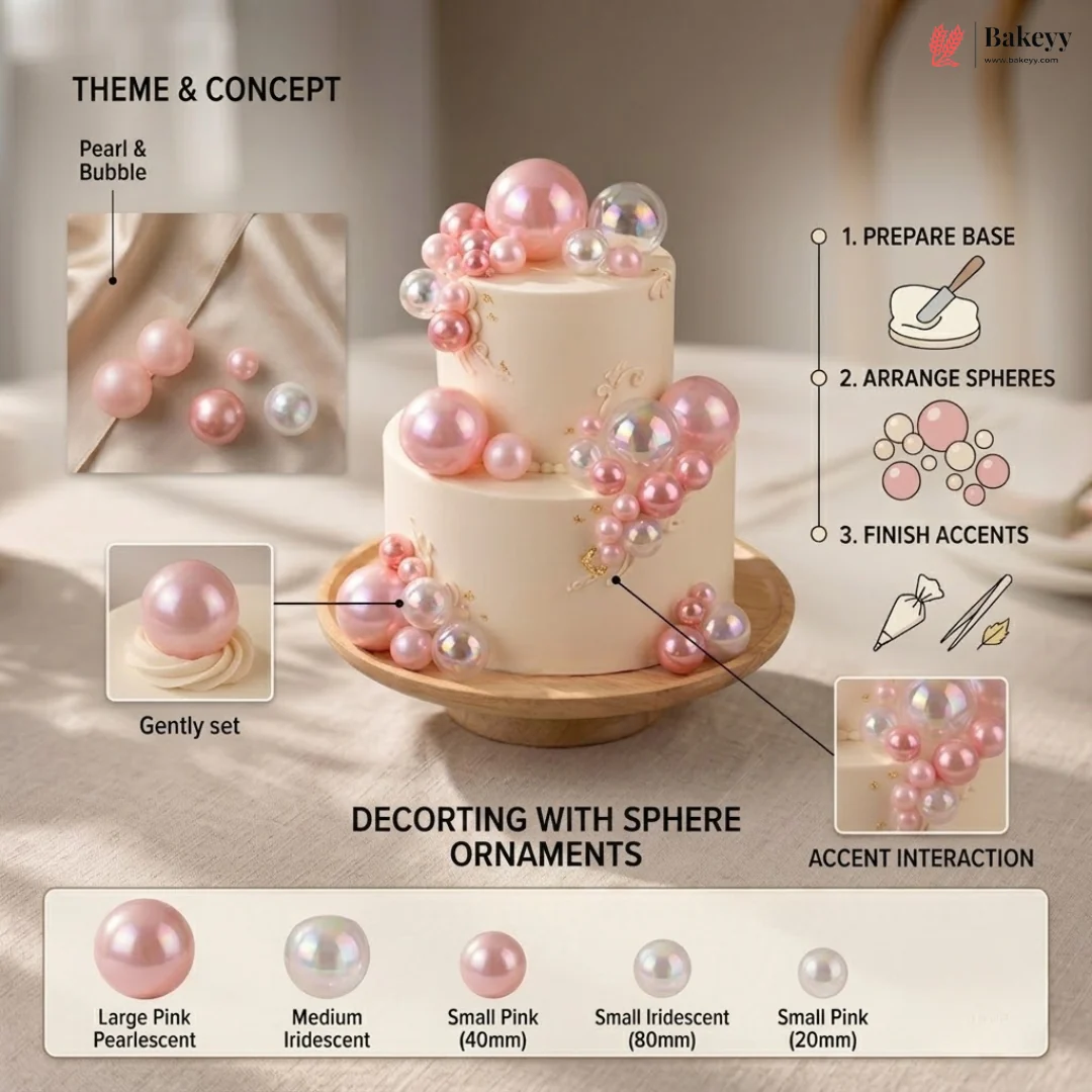 Decorative Transparent Faux Balls for Cake & Party Styling | Cake Décor | Pack of 12 - Image 6