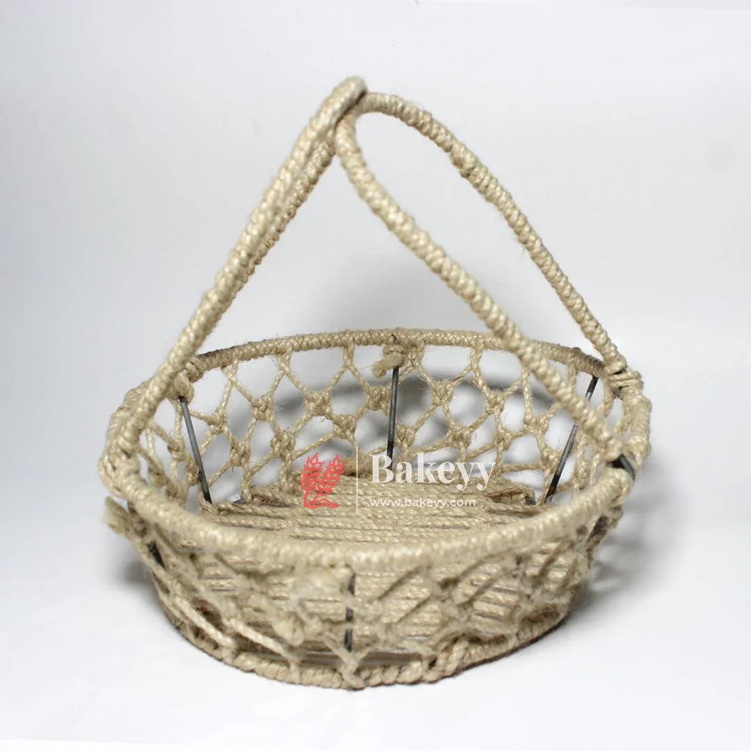 Decorative Jute Metal Hamper Basket For Gifting | Handcrafted Round Basket – Stylish & Functional Storage