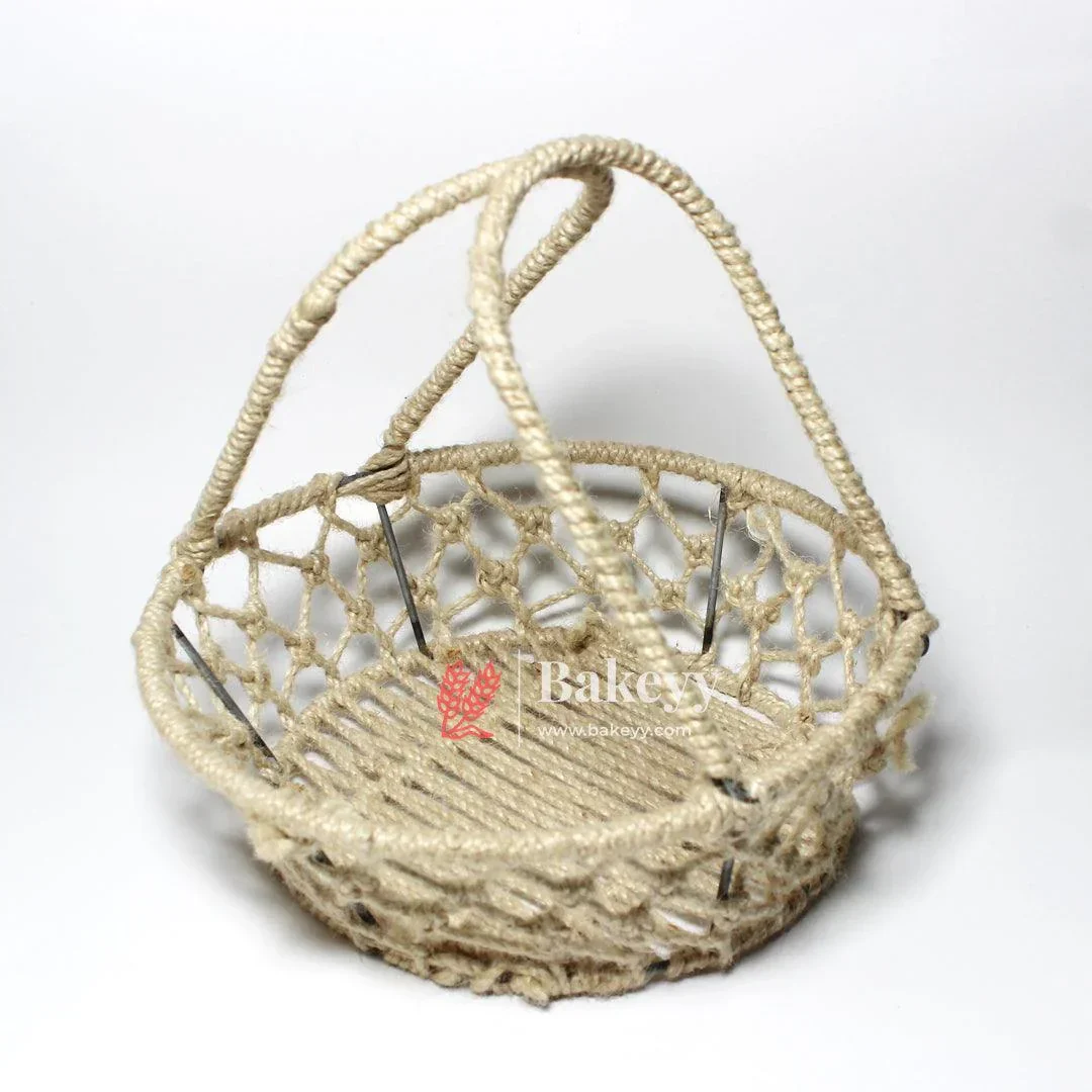 Decorative Jute Metal Hamper Basket For Gifting | Handcrafted Round Basket – Stylish & Functional Storage - Image 5