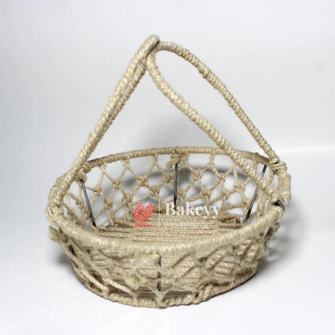 Decorative Jute Metal Hamper Basket For Gifting | Handcrafted Round Basket – Stylish & Functional Storage - Image 6