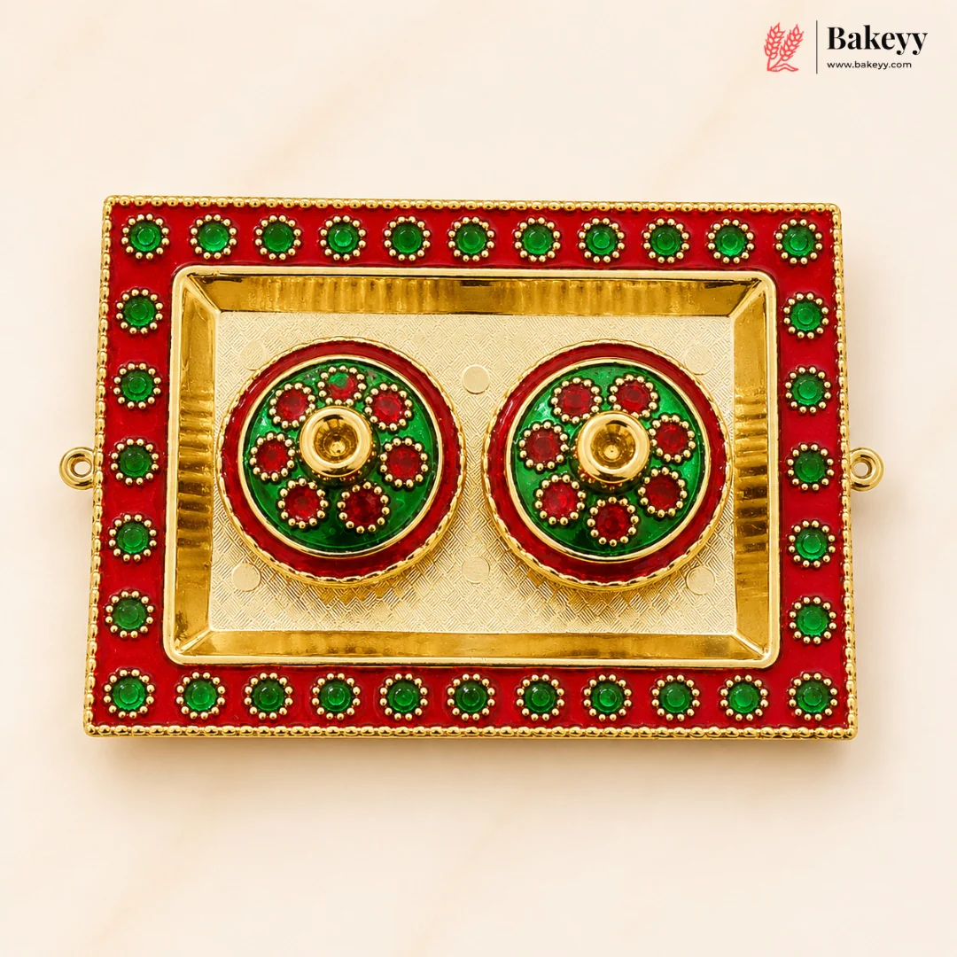 Decorative Kumkum Holder Tray Set | Roli Chawal Container for Pooja, Diwali, Wedding & Temple Rituals | Pack of 1 - Image 10