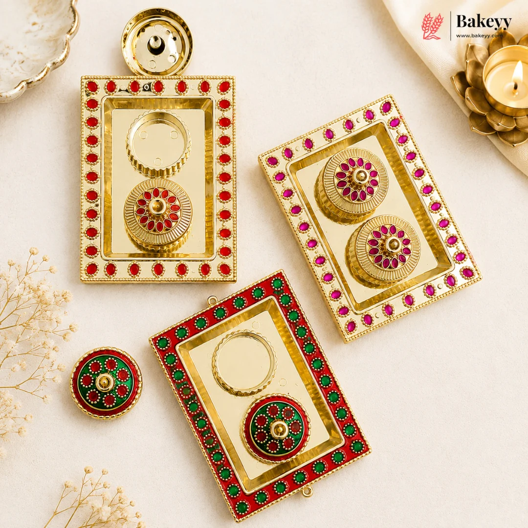 Decorative Kumkum Holder Tray Set | Roli Chawal Container for Pooja, Diwali, Wedding & Temple Rituals | Pack of 1 - Image 11