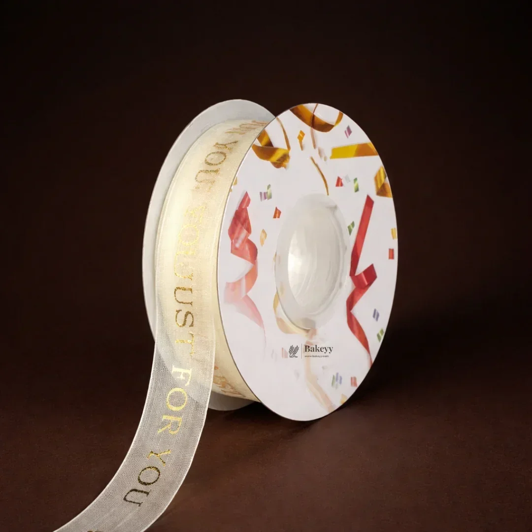 Decorative Organza Ribbon Rolls with Gold Foil Prints | Multiple Designs Options | Pack of 1 - Image 3