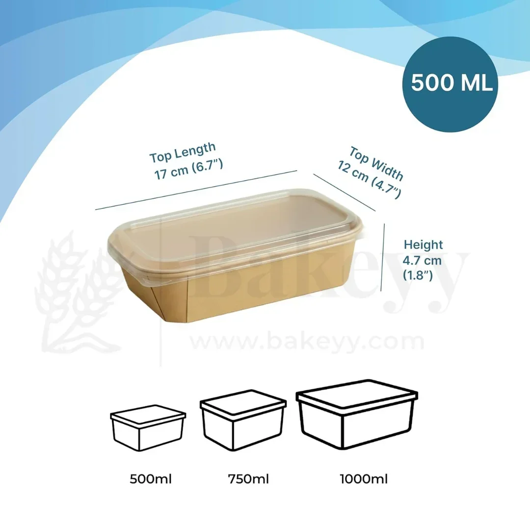 Disposable Rectangle Kraft Containers for Food With Lid | Pack of 50 | Useful for Brownie Bites, Salads and Meal Takeaway Box - Image 5