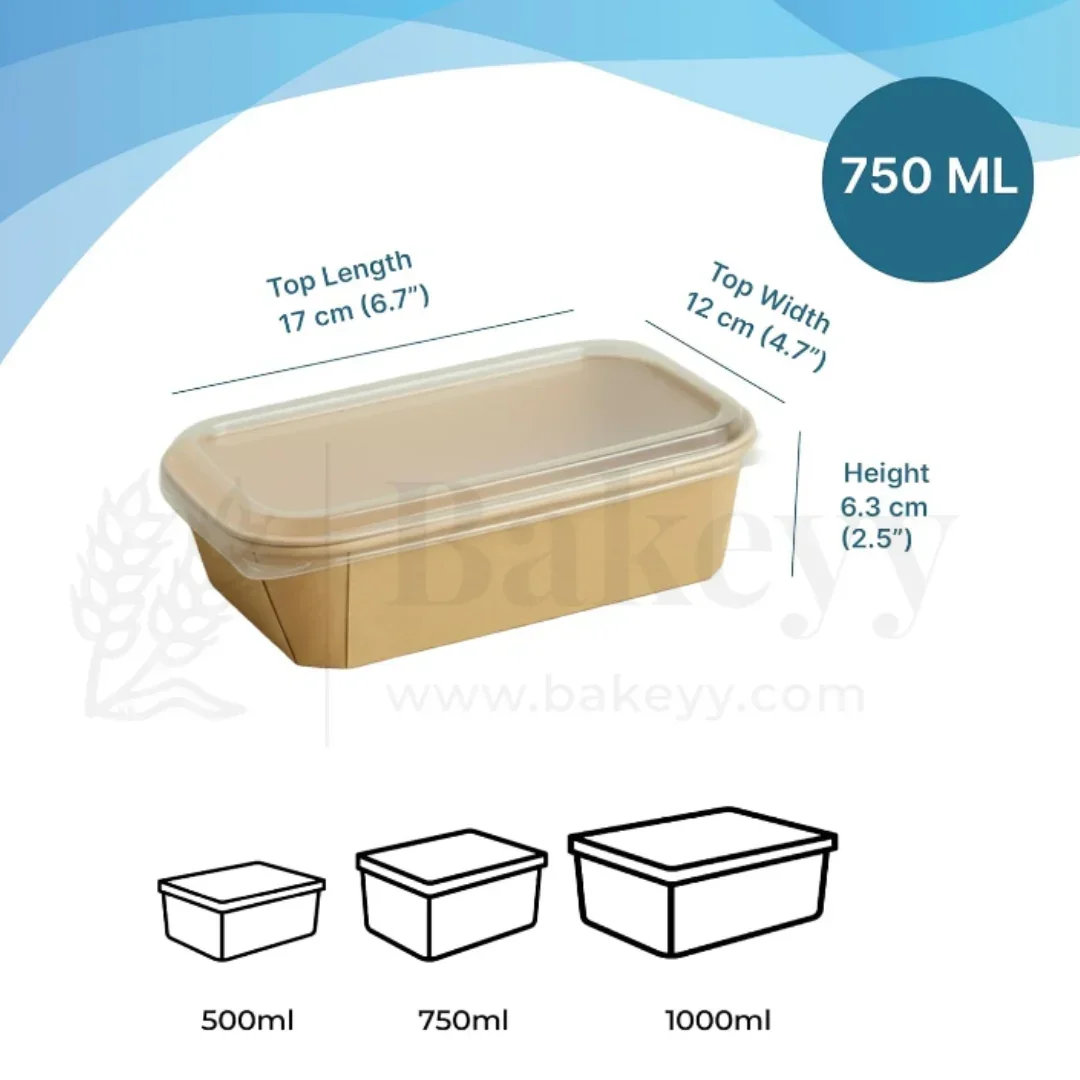 Disposable Rectangle Kraft Containers for Food With Lid | Pack of 50 | Useful for Brownie Bites, Salads and Meal Takeaway Box - Image 7