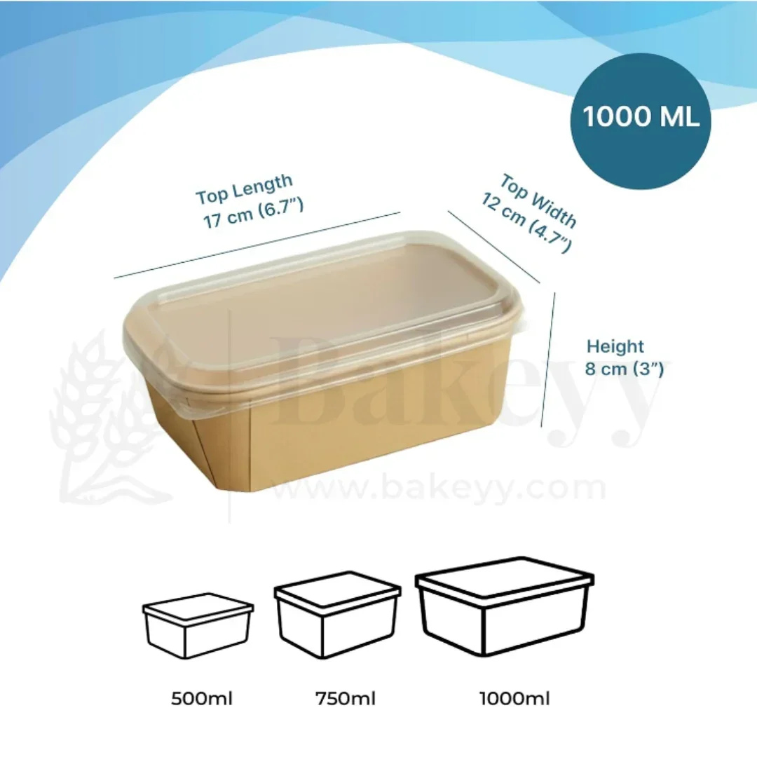 Disposable Rectangle Kraft Containers for Food With Lid | Pack of 50 | Useful for Brownie Bites, Salads and Meal Takeaway Box - Image 8