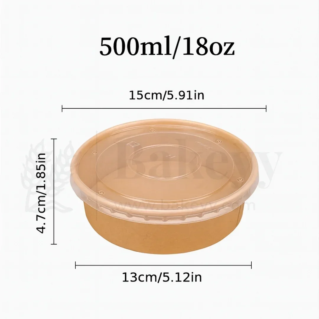 Disposable Round Kraft Containers for Food With Lid | Pack of 50 | Kraft Tub | Dessert Tubs - Image 6