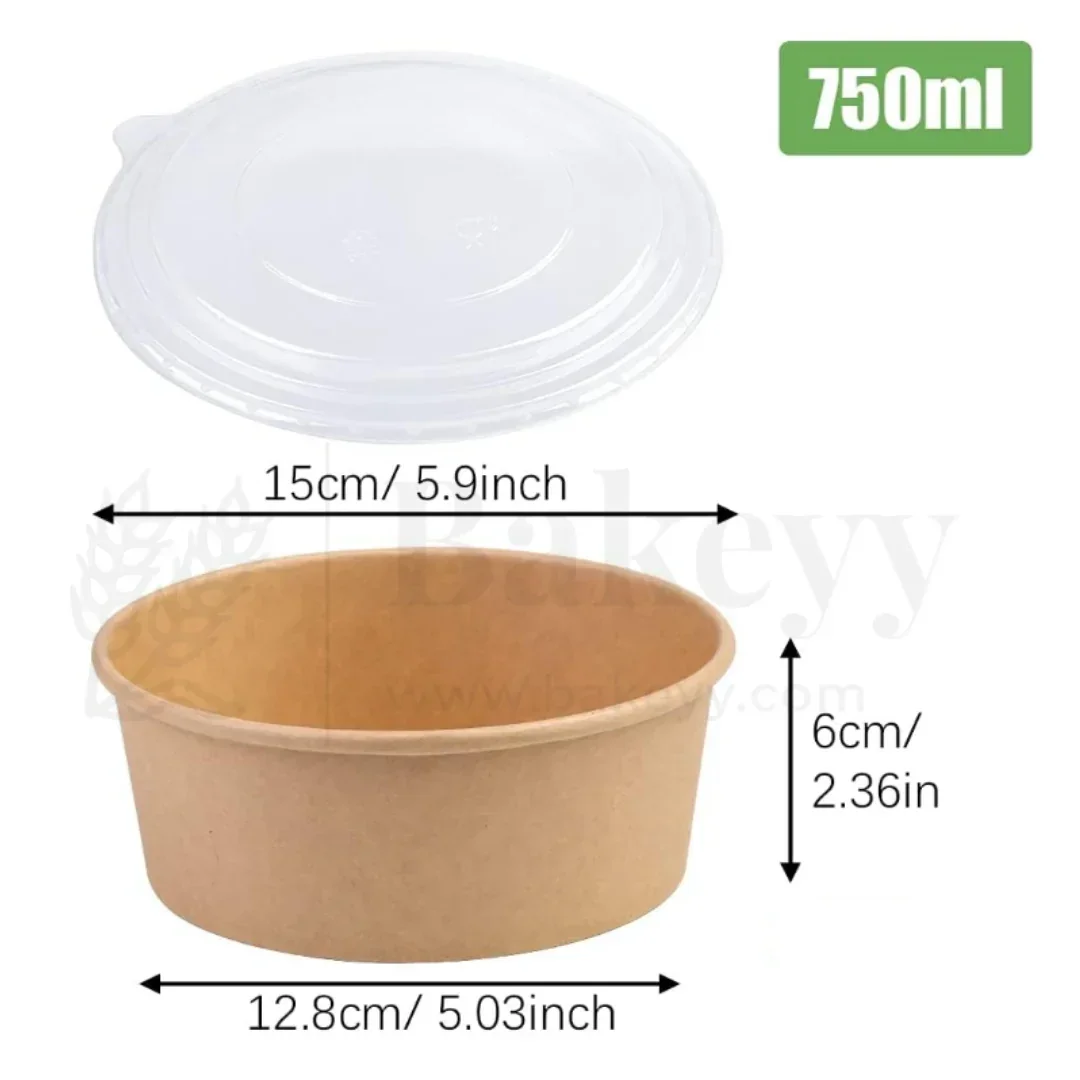 Disposable Round Kraft Containers for Food With Lid | Pack of 50 | Kraft Tub | Dessert Tubs - Image 7