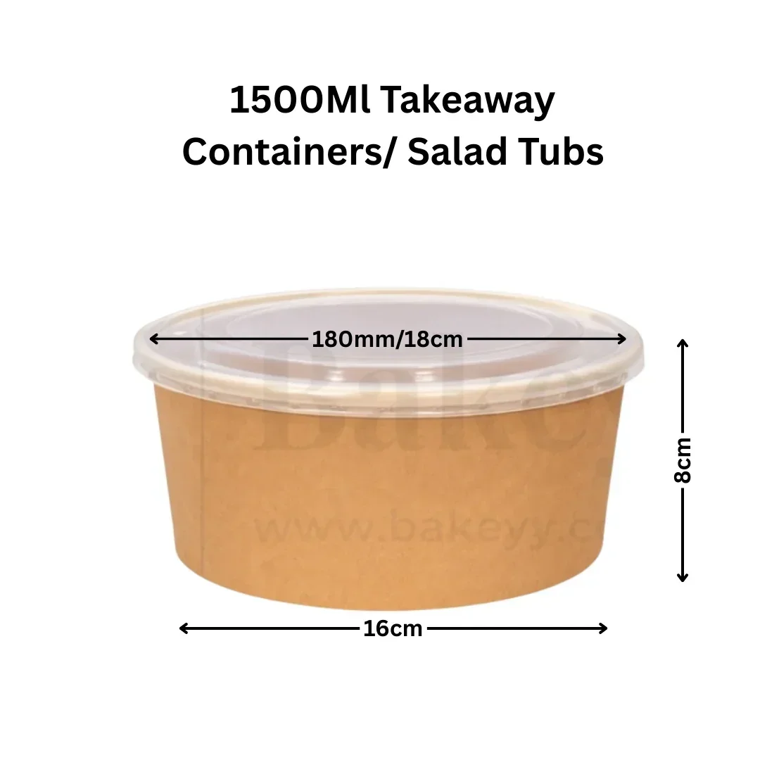 Disposable Round Kraft Containers for Food With Lid | Pack of 50 | Kraft Tub | Dessert Tubs - Image 9