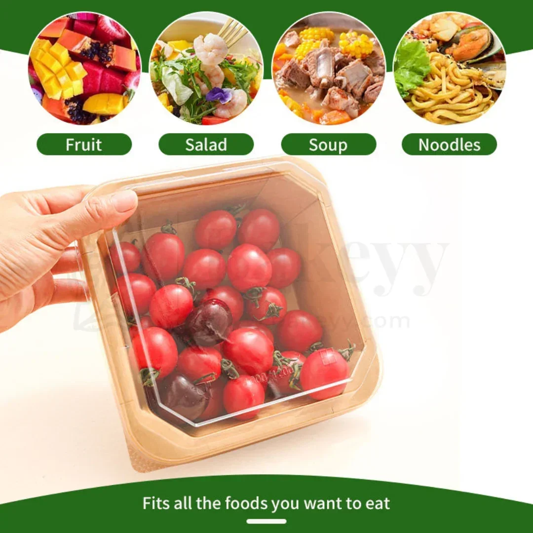 Disposable Square Kraft Containers for Food With Lid | Pack of 50 | Useful for Brownie Bites, Tres Leches and Salads - Image 3