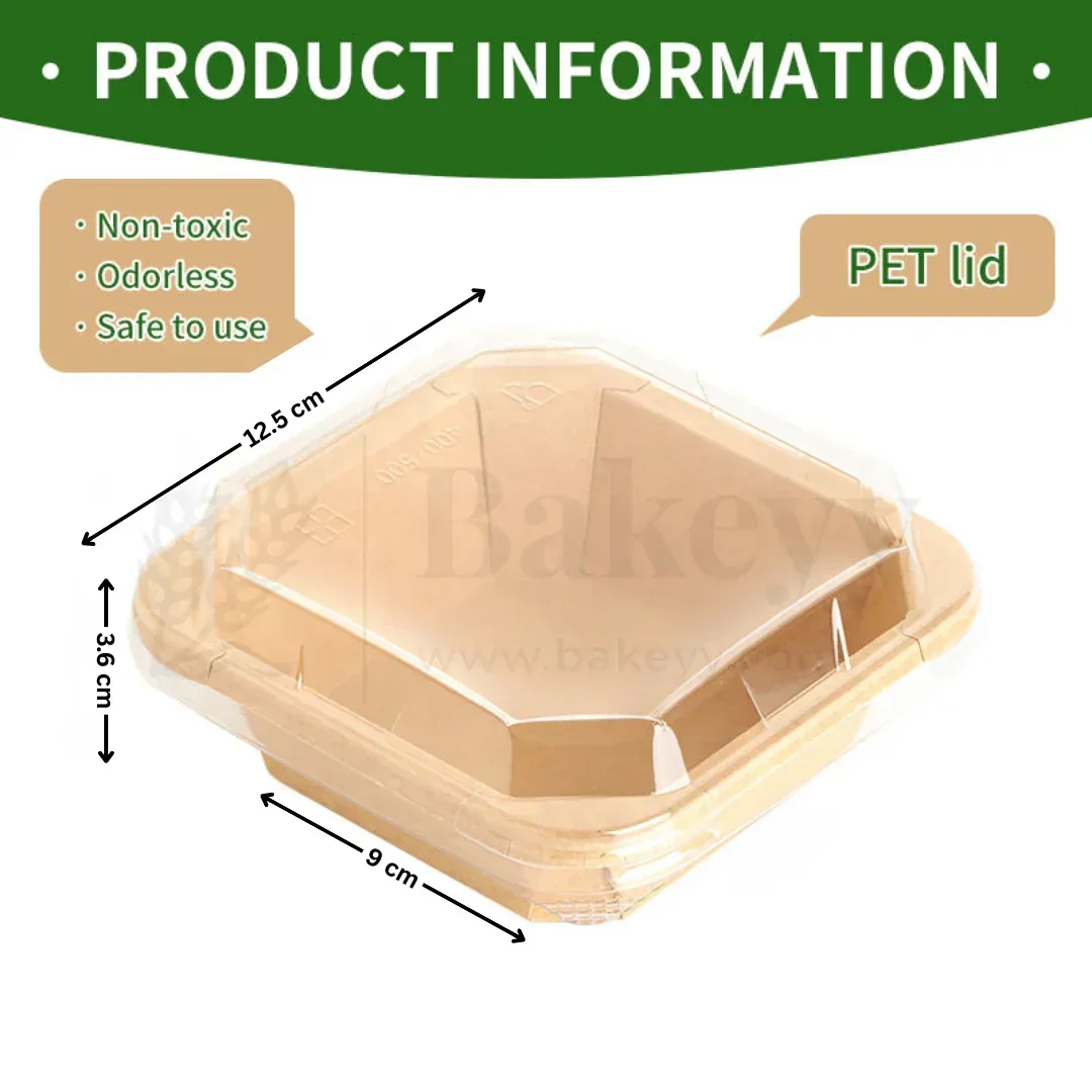 Disposable Square Kraft Containers for Food With Lid | Pack of 50 | Useful for Brownie Bites, Tres Leches and Salads - Image 6