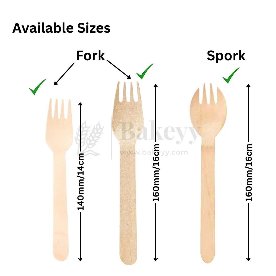 Disposable Wooden Fork & Spork | Pack of 100 - Image 3