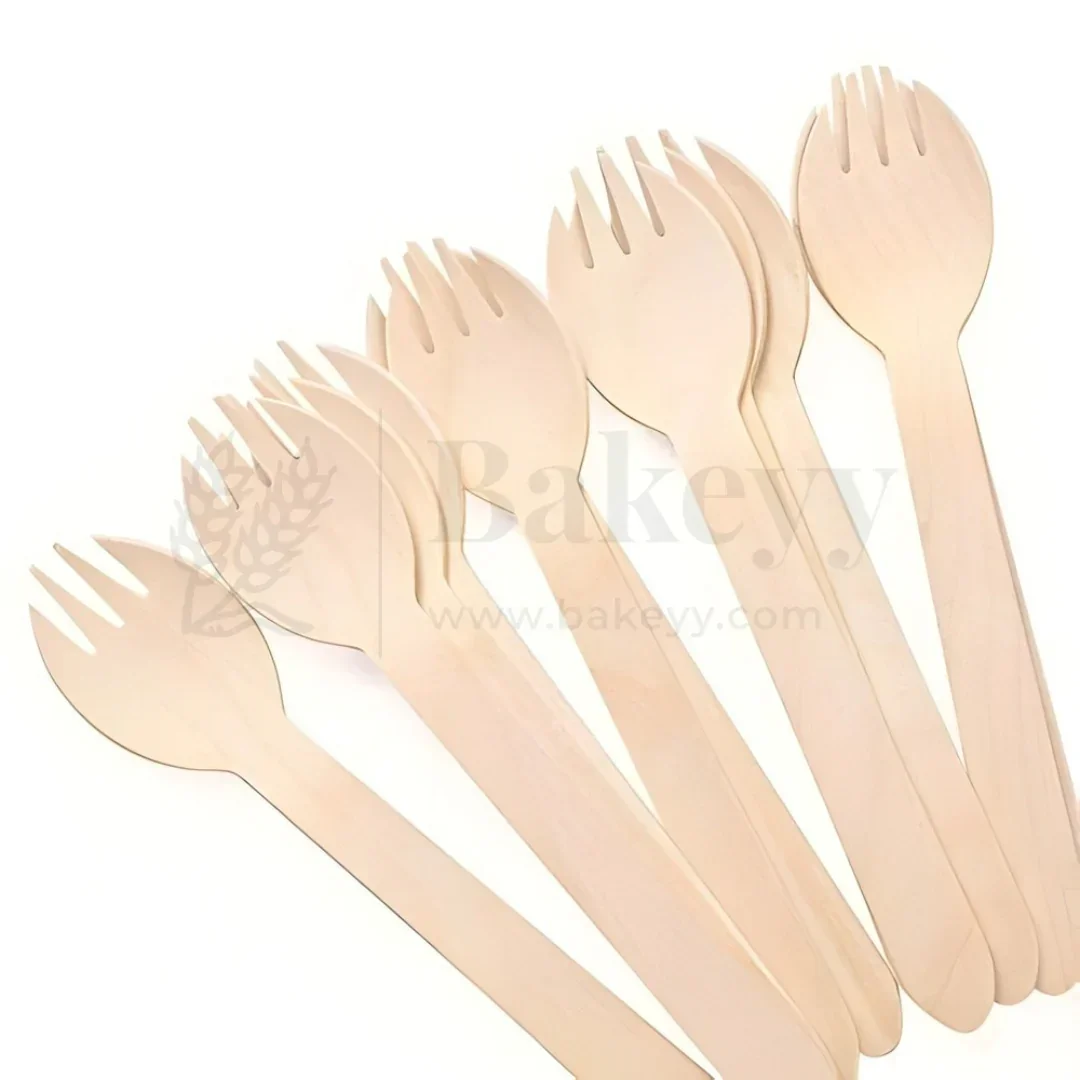 Disposable Wooden Fork & Spork | Pack of 100 - Image 9