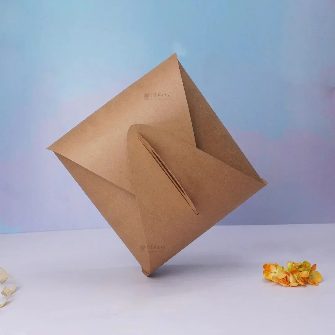 Dome Cake Box with Handle | Kraft Color Paper | Elegant Curved Top Packaging Box | Pack of 25 - Image 5