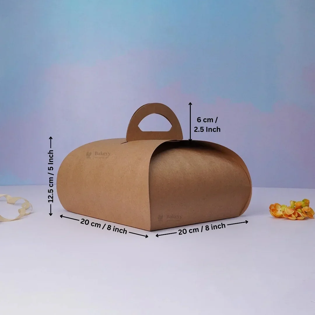 Dome Cake Box with Handle | Kraft Color Paper | Elegant Curved Top Packaging Box | Pack of 25 - Image 7