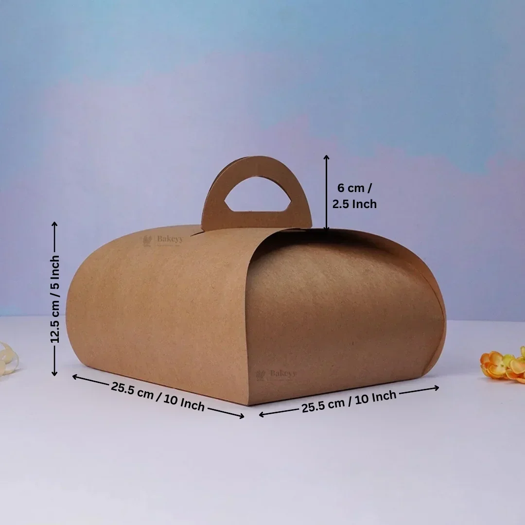 Dome Cake Box with Handle | Kraft Color Paper | Elegant Curved Top Packaging Box | Pack of 25 - Image 8